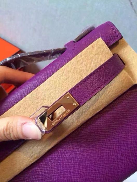 Hermes original epsom leather mini kelly 22 clutch K012 anemone