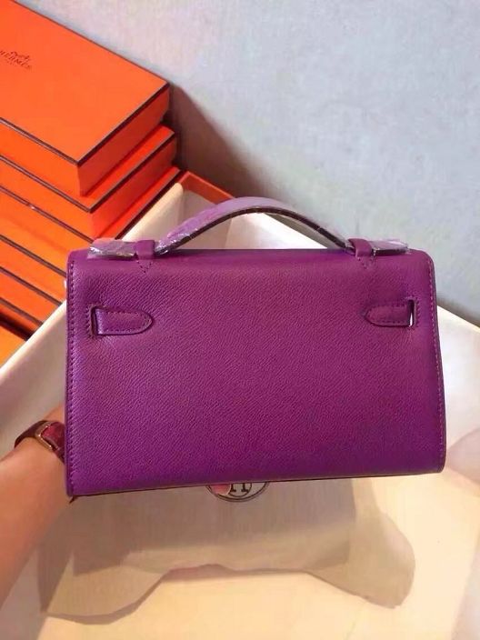 Hermes original epsom leather mini kelly 22 clutch K012 anemone