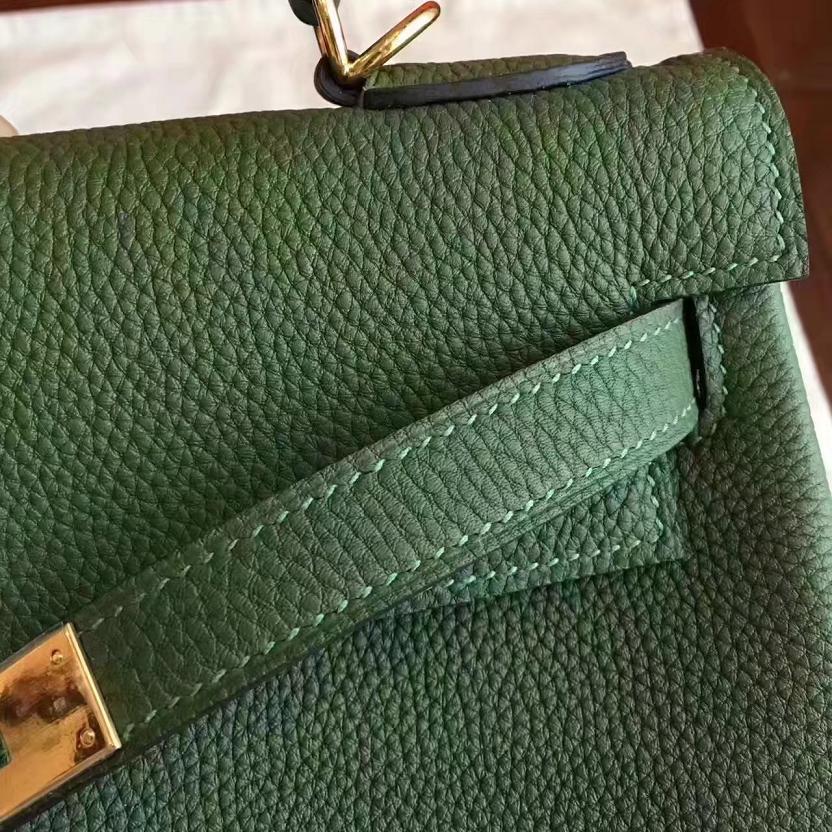 Hermes original togo leather kelly 25 bag K25 vert veronese