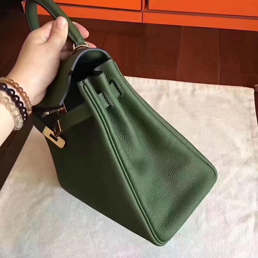 Hermes original togo leather kelly 25 bag K25 vert veronese