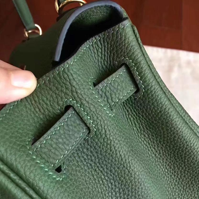 Hermes original togo leather kelly 25 bag K25 vert veronese