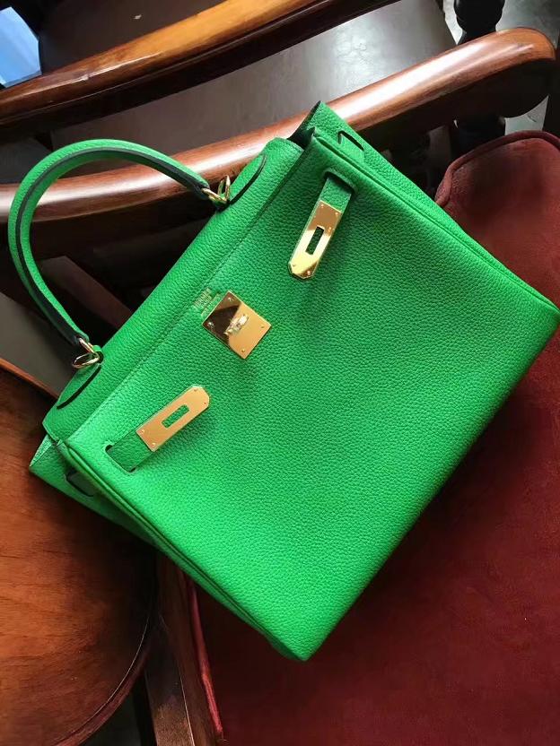 Hermes original togo leather kelly 32 bag K32 green