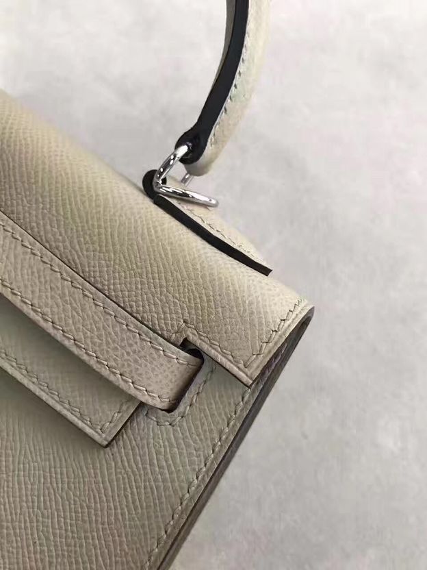 Hermes original epsom leather kelly 25 bag K25-1 light grey