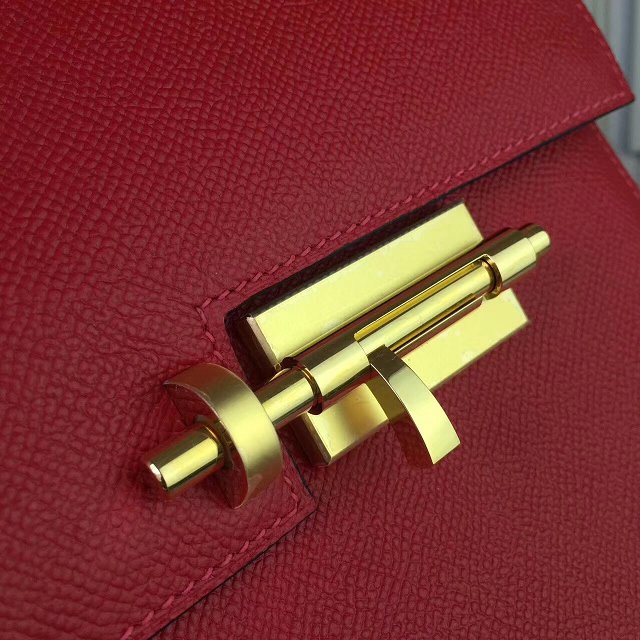 Hermes original epsom leather verrou chaine bag V23 red
