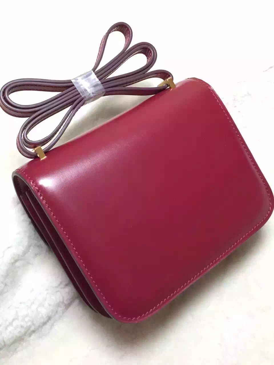 Hermes original box leather constance bag C024 bordeaux