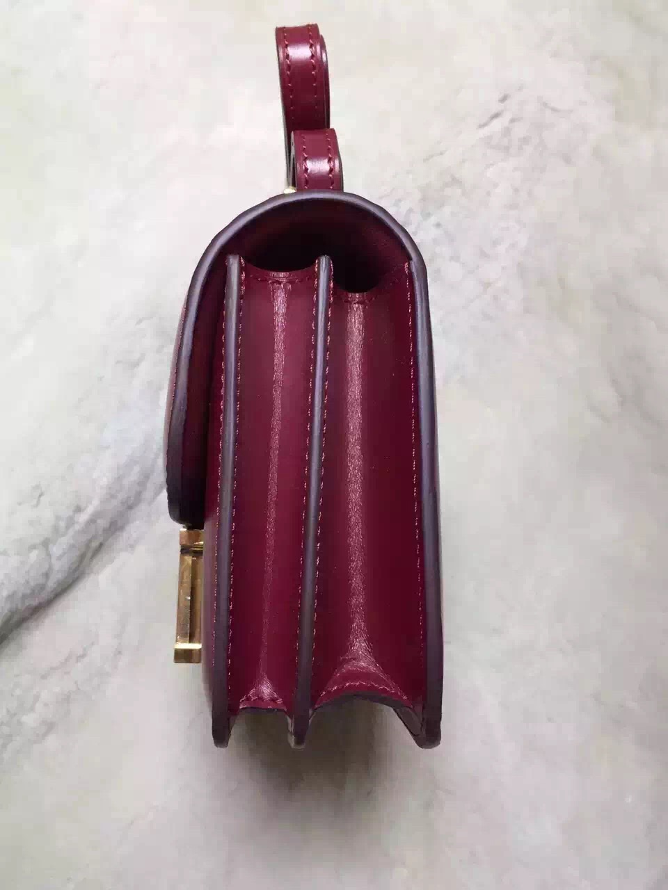 Hermes original box leather constance bag C024 bordeaux