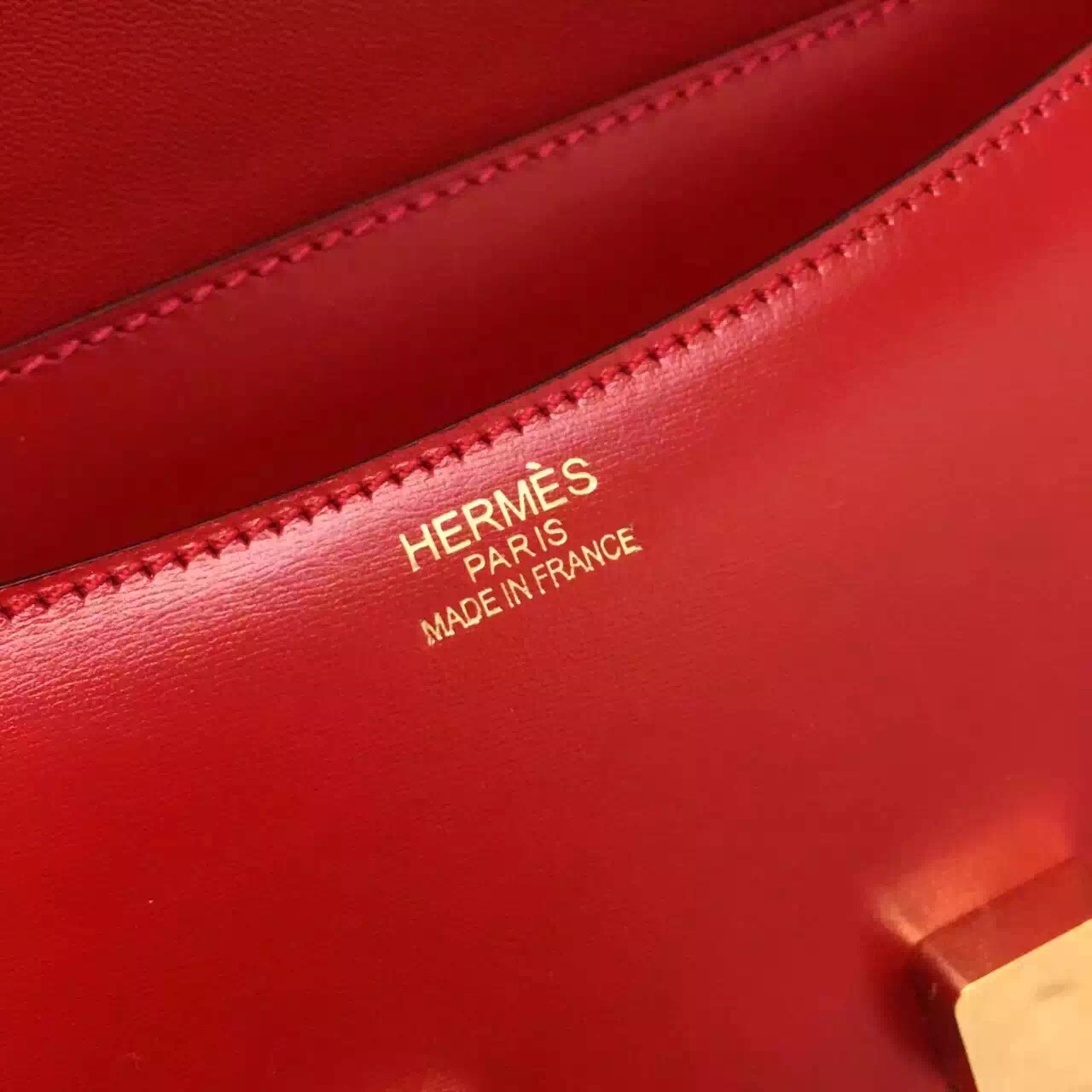 Hermes original box leather constance bag C024 red