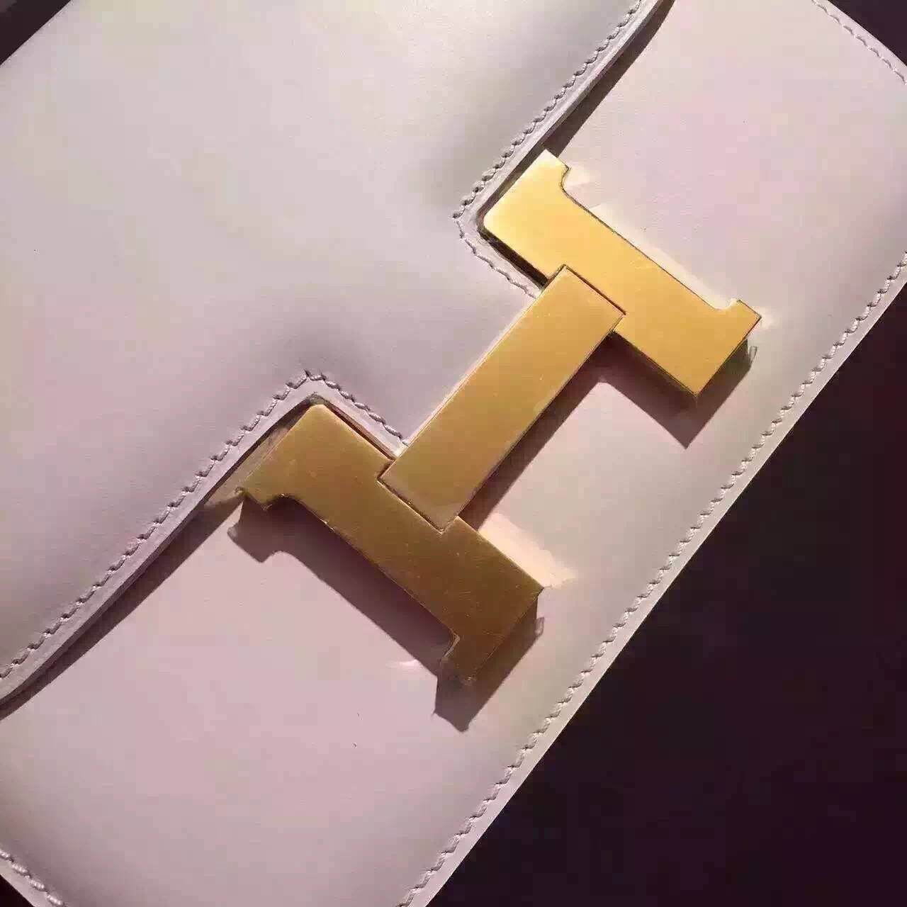 Hermes original box leather constance bag C024 white
