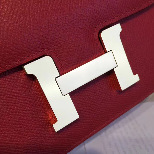Hermes original epsom leather small constance bag C019 rouge casaque