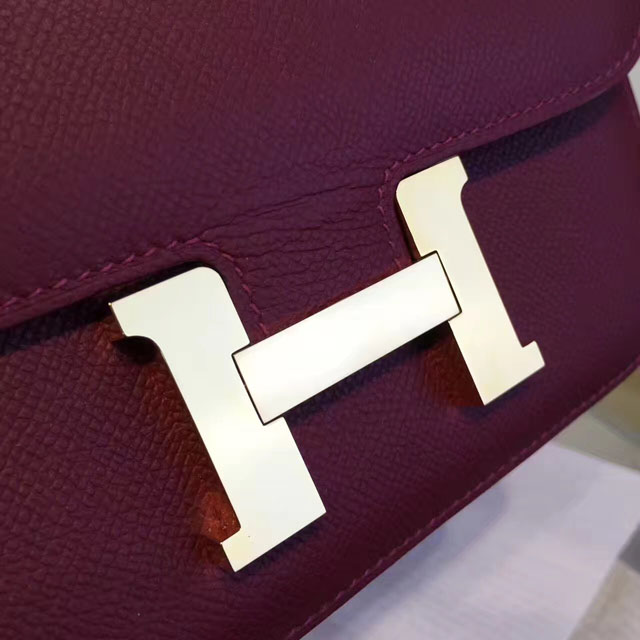 Hermes original epsom leather small constance bag C019 bordeaux