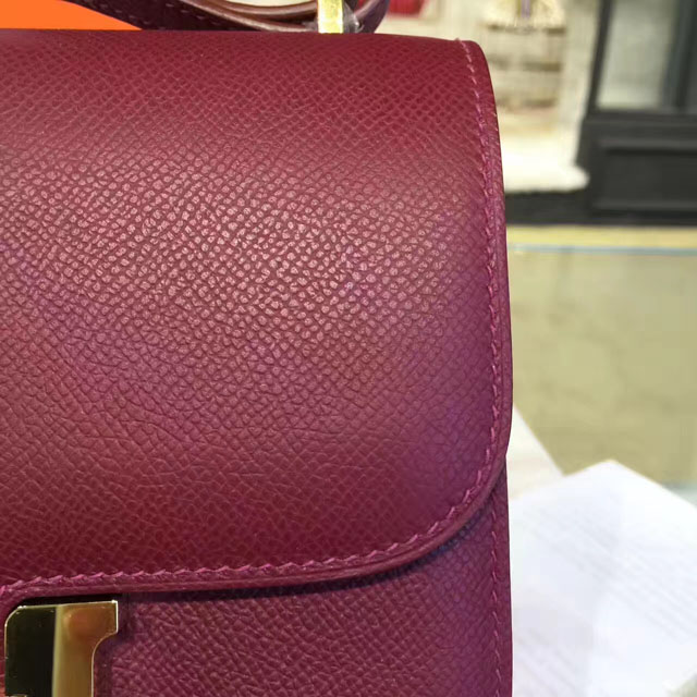 Hermes original epsom leather small constance bag C019 bordeaux