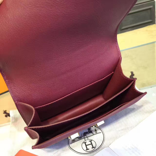 Hermes original epsom leather small constance bag C019 bordeaux