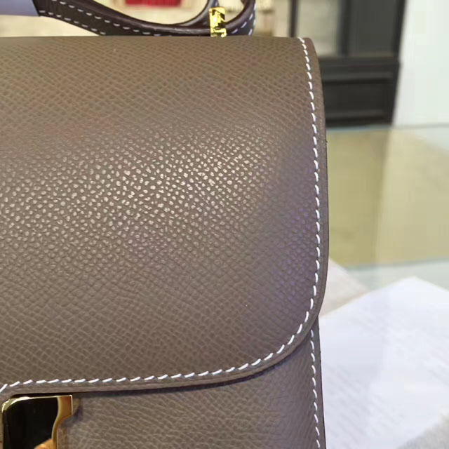 Hermes original epsom leather small constance bag C019 etoupe grey