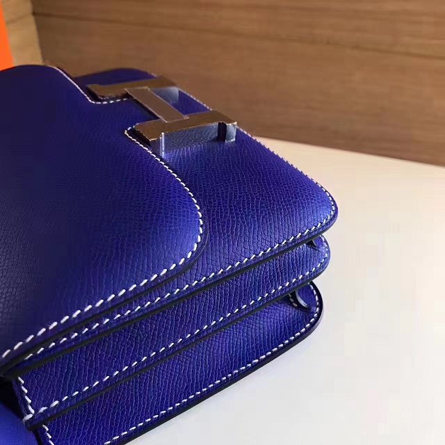 Hermes original epsom leather small constance bag C019 electric blue