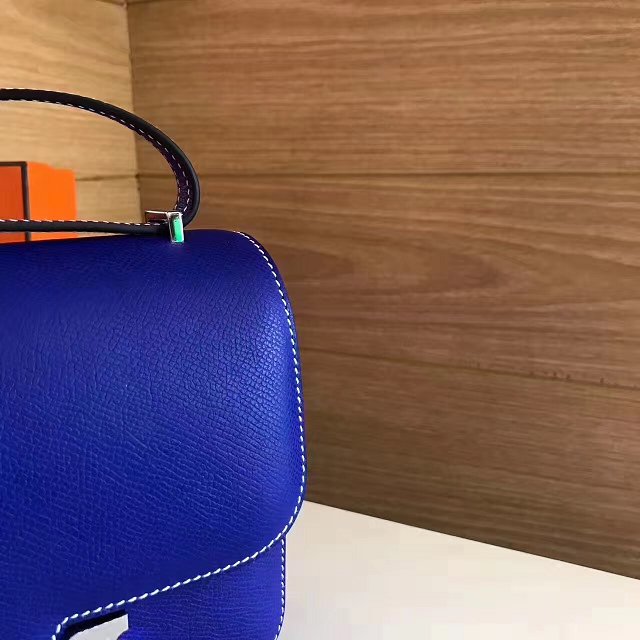 Hermes original epsom leather small constance bag C019 electric blue