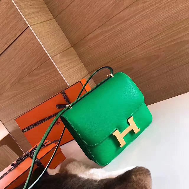 Hermes original epsom leather small constance bag C019 green