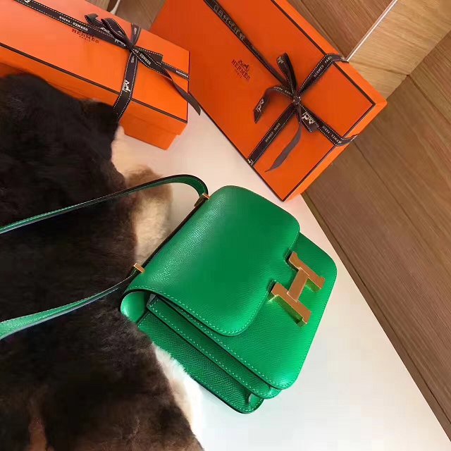 Hermes original epsom leather small constance bag C019 green