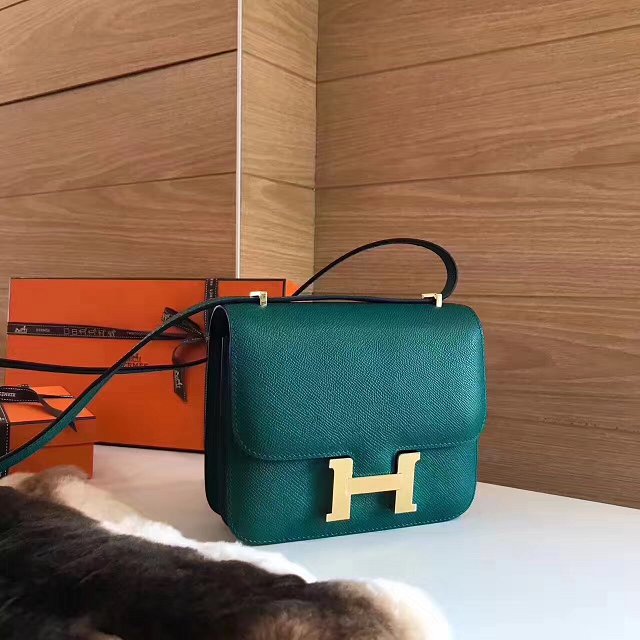 Hermes original epsom leather small constance bag C019 vert fonce