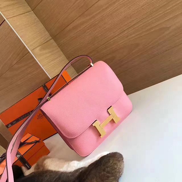 Hermes original epsom leather small constance bag C019 rose confetti