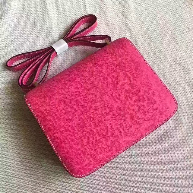 Hermes original epsom leather small constance bag C019 rose red
