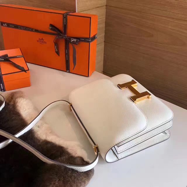Hermes original epsom leather small constance bag C019 white