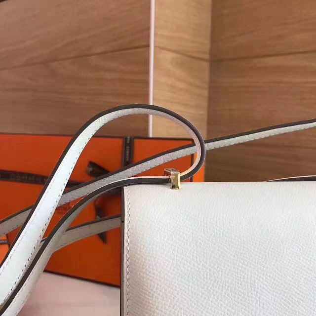 Hermes original epsom leather small constance bag C019 white