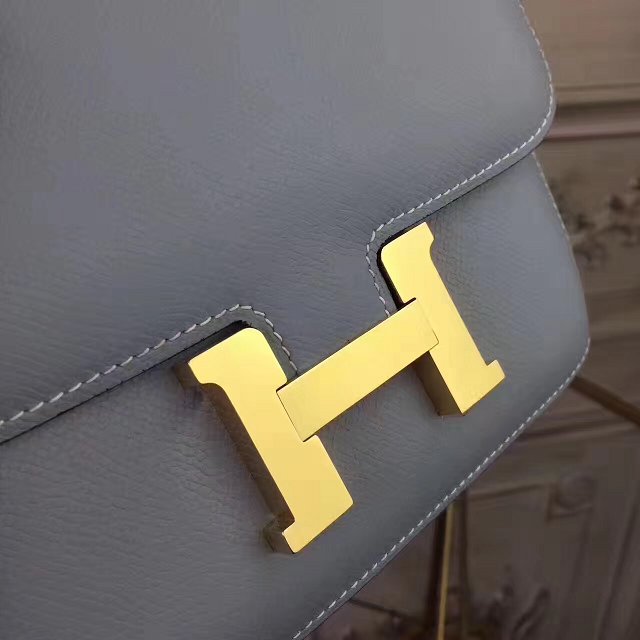 Hermes original epsom leather small constance bag C019 blue lin