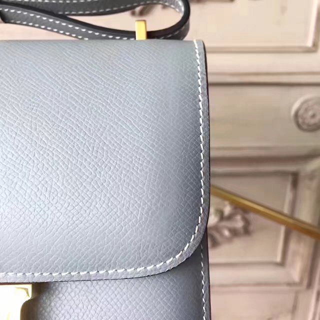 Hermes original epsom leather small constance bag C019 blue lin