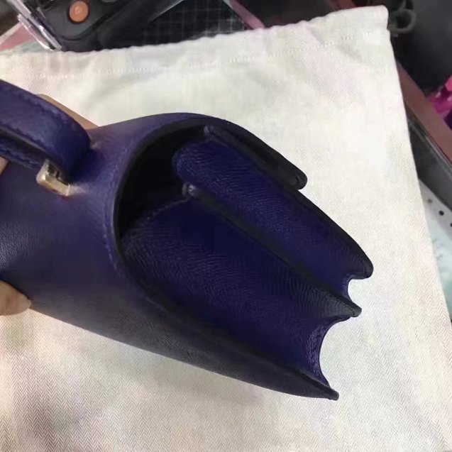 Hermes original epsom leather small constance bag C019 navy blue