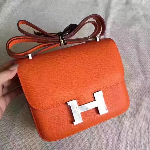 Hermes original epsom leather small constance bag C019 orange
