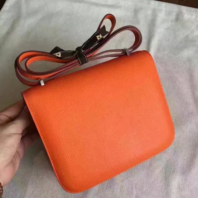 Hermes original epsom leather small constance bag C019 orange