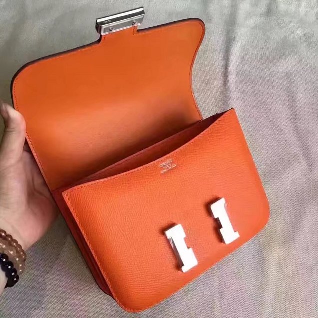 Hermes original epsom leather small constance bag C019 orange