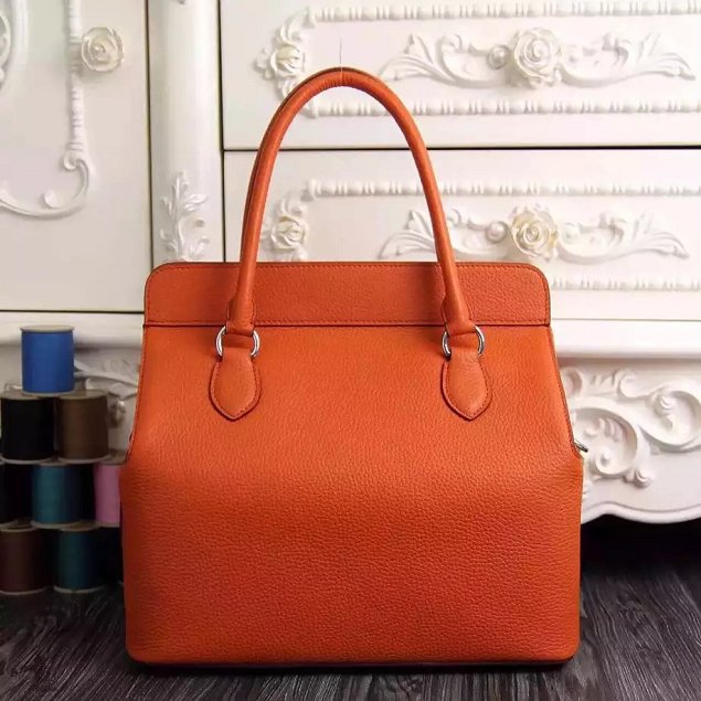 Hermes original togo leather small toolbox handbag T26 orange