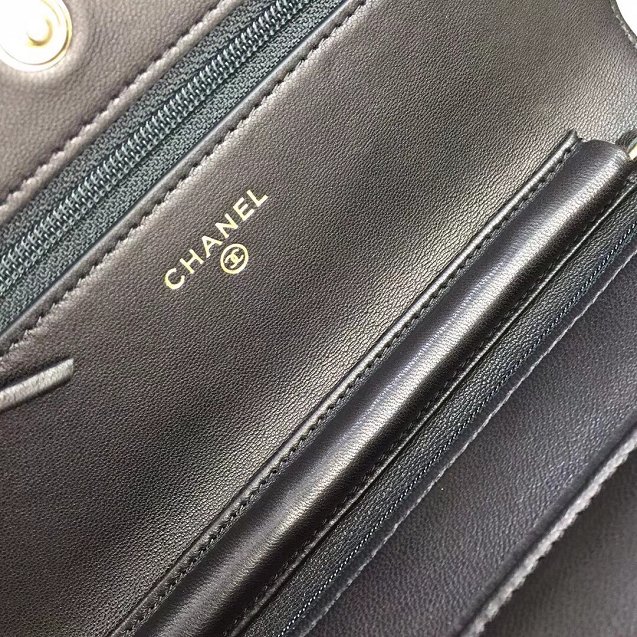 CC original lambskin leather woc chain bag 33814-2 black
