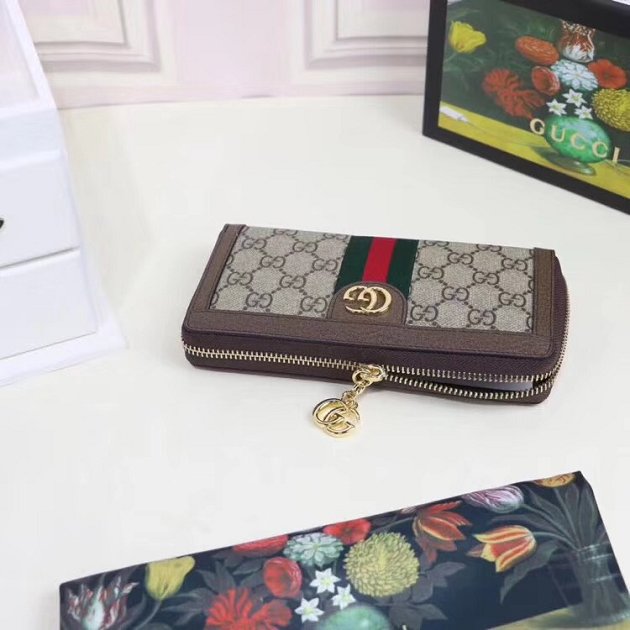 GG original canvas Ophidia zip around wallet 523154 coffee