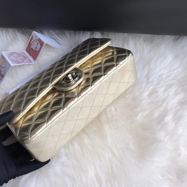 CC original lambskin leather double flap bag A1112 gold