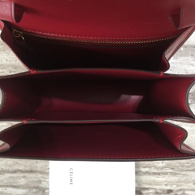 Celine original box calfskin small classic bag 11041 crimson 