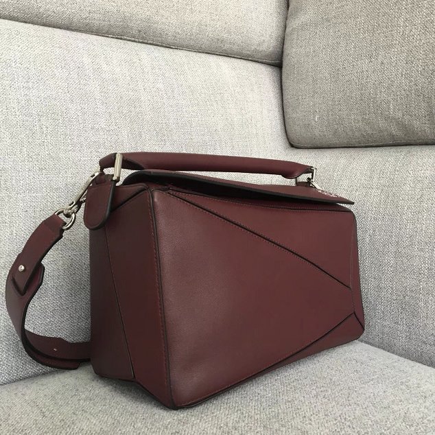 Loewe original calfskin medium puzzle bag A510P49 burgundy