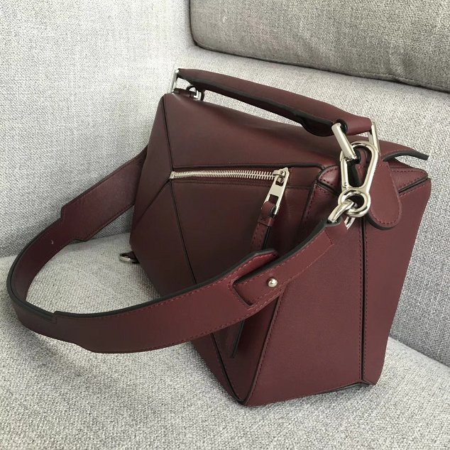 Loewe original calfskin medium puzzle bag A510P49 burgundy