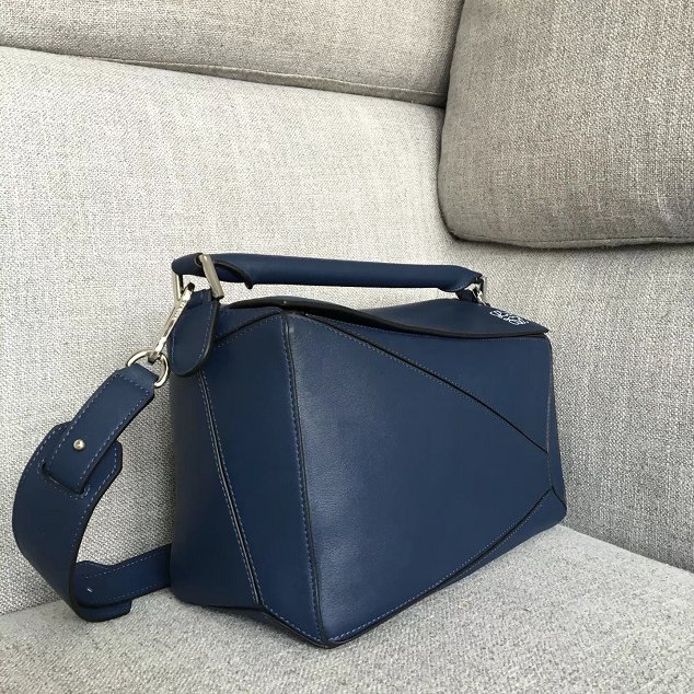 Loewe original calfskin medium puzzle bag A510P49 navy blue