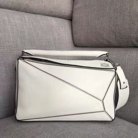 Loewe original calfskin medium puzzle bag A510P49  white