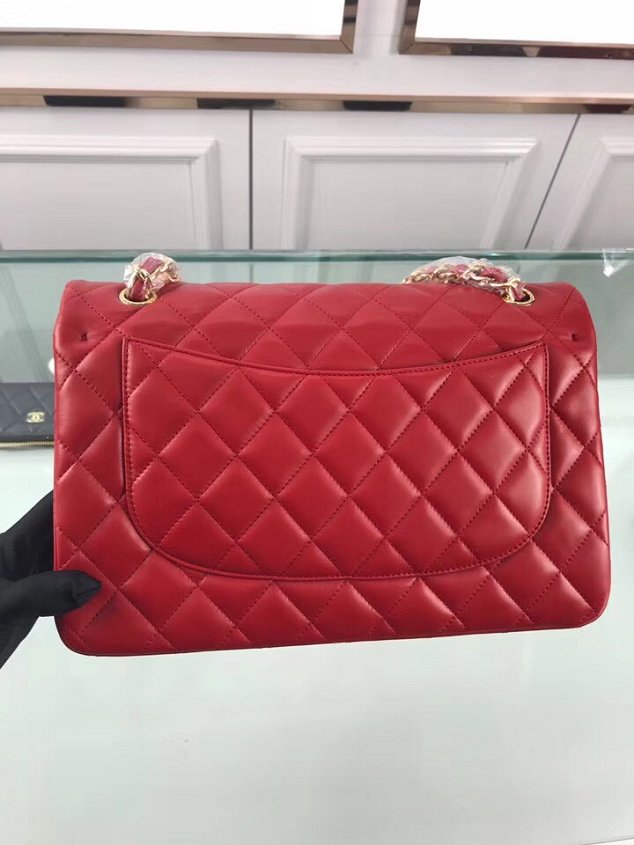 CC original lambskin large double flap bag A58600-2 red