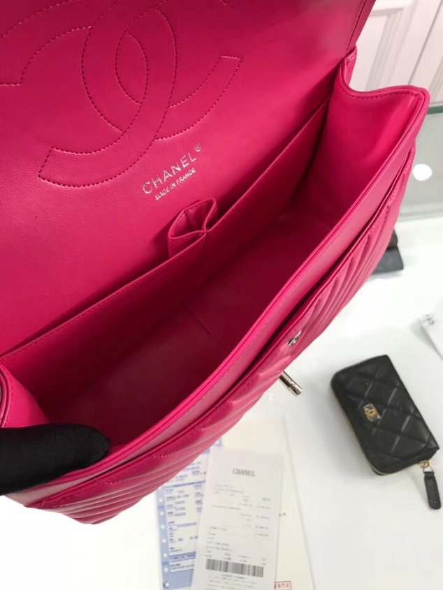 CC original lambskin large double flap bag A58600-3 rose red