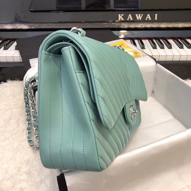 CC original lambskin large double flap bag A58600-3 lake blue