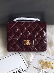 CC original patent calfskin mini flap bag A69906 burgundy