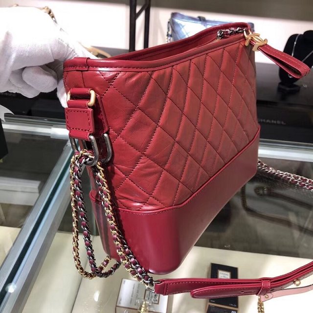 CC original aged calfskin gabrielle hobo bag A93824 dark red