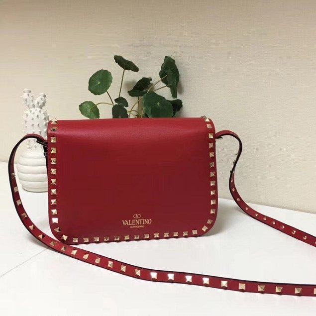 Valentino original calfskin rockstud shoulder bag 0125 red