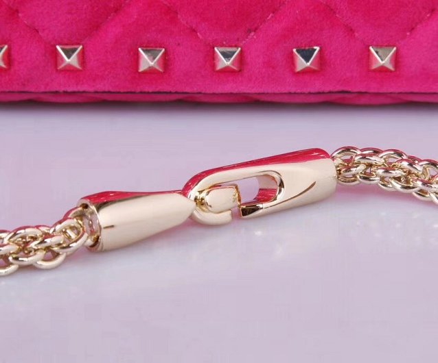Valentino original suede rockstud large chain bag 0121 rose red