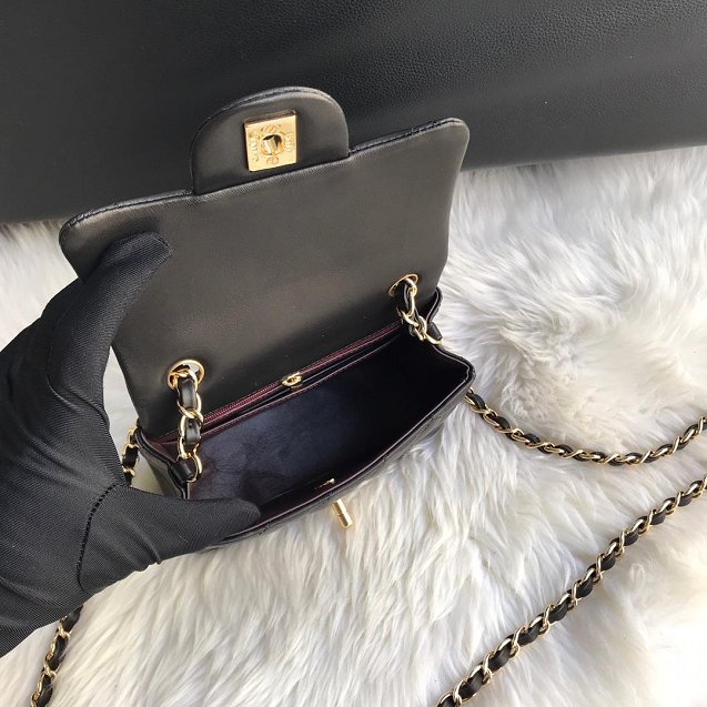 CC original lambskin super mini flap bag A35200 black
