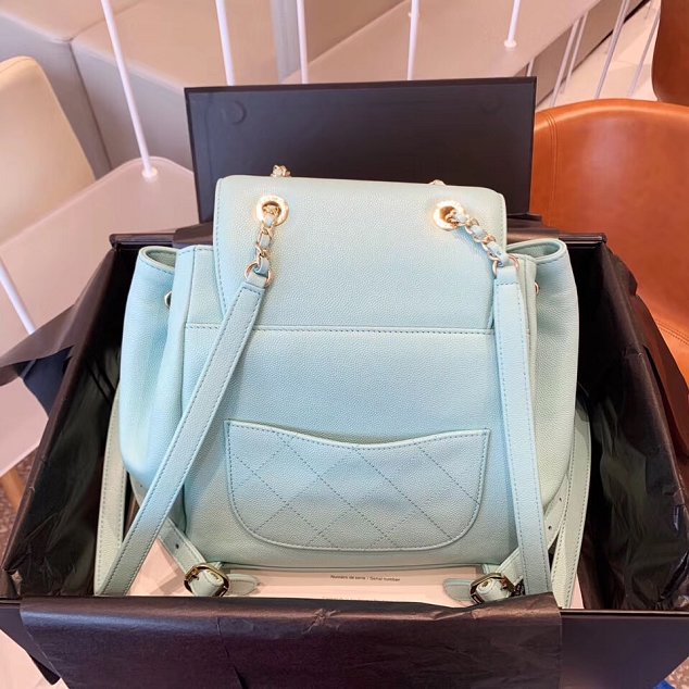 CC original grained calfskin backpack A93748 sky blue